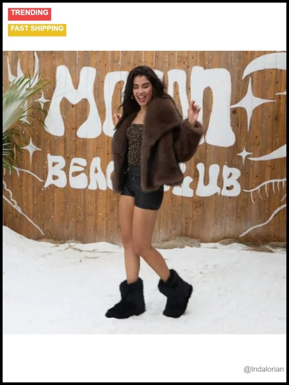 Faux Fur Mid-Calf Snow Boots for Women Fuzzy Fluffy Winter Boots